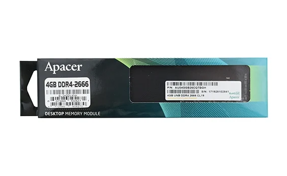 Apacer  DDR4   4GB  2666MHz UDIMM (PC4-21300) CL17 1.2V (Retail) 512x8 (AU04GGB26CQTBGH / EL.04G2V.KNH)